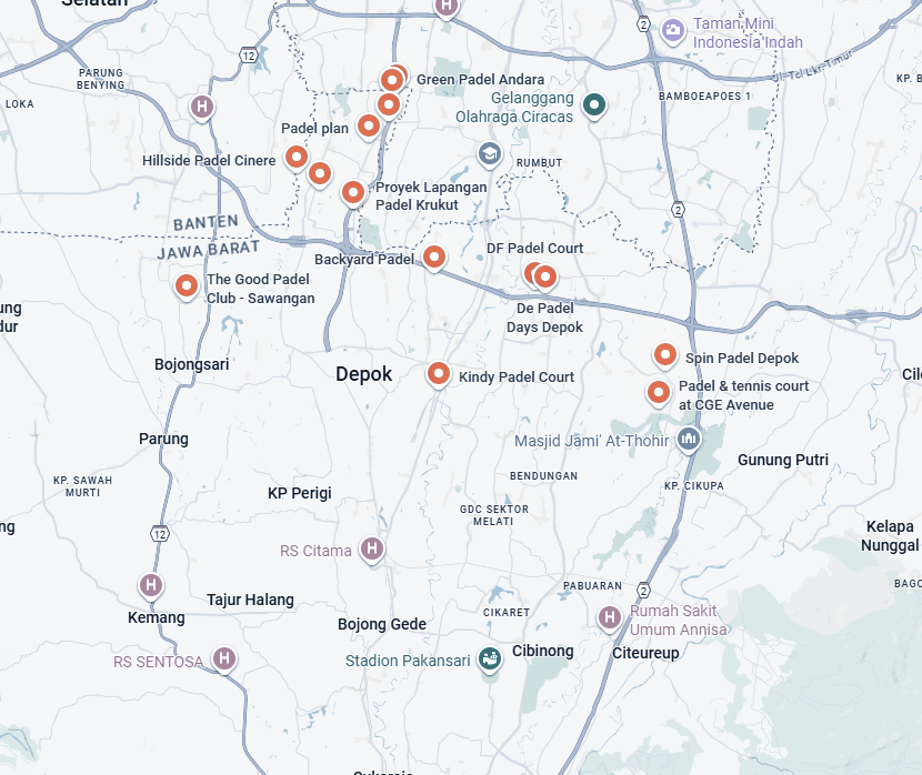 sebaran lapangan padel depok