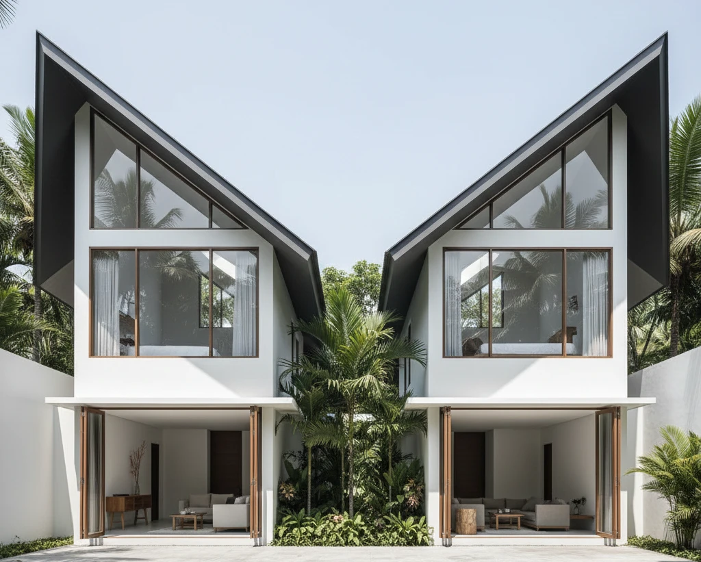 atap butterfly kupu kupu rumah minimalis modern