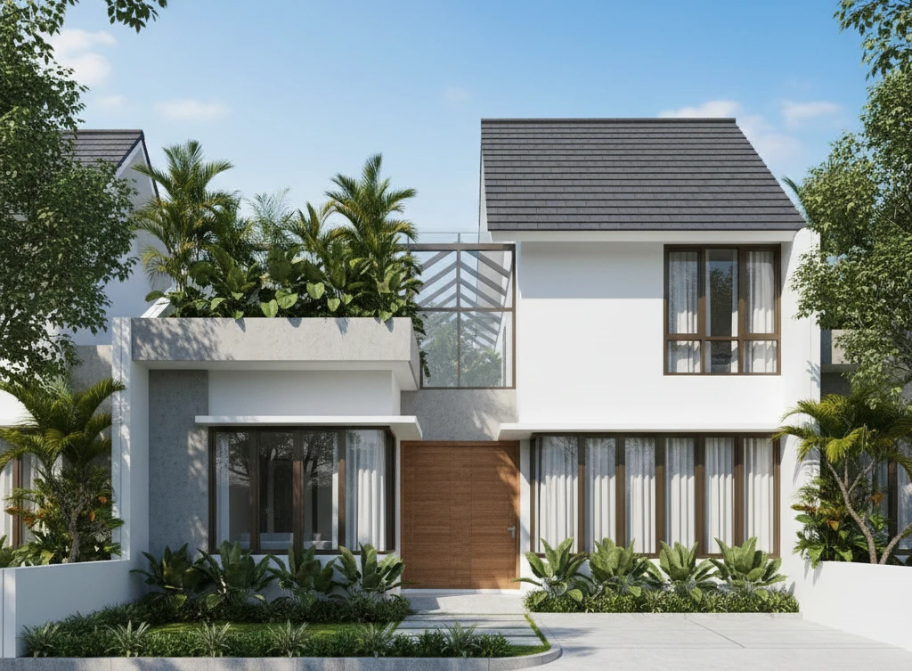 atap perisai hip roof modern minimalis
