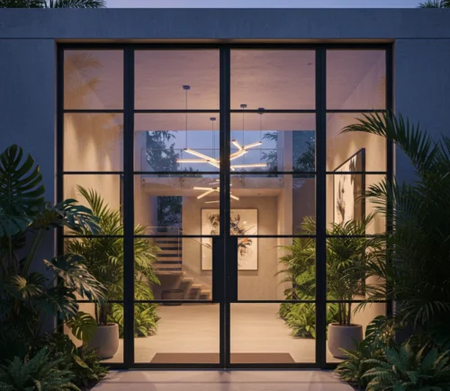 pintu black steel glass industrial modern minimalis